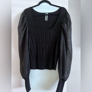 Anthropologie puff sleeve shimmer sweater NWOT